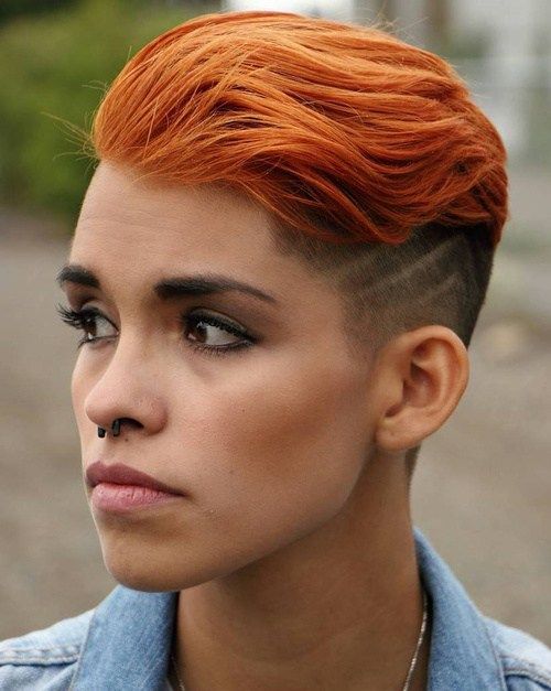 червен hairstyle with side undercut for women