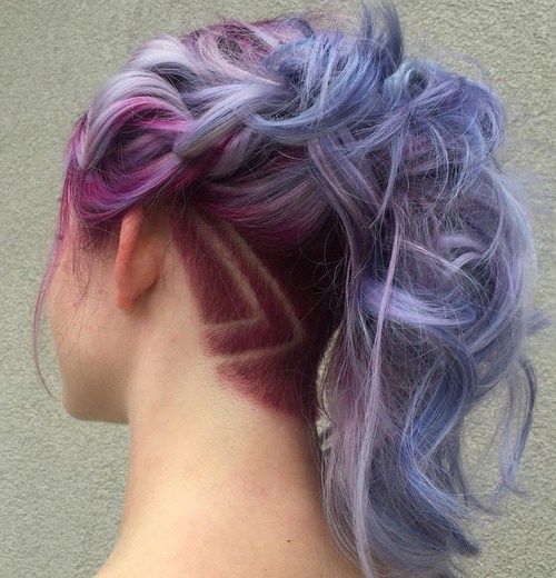пастел purple ponytail with nape undercut
