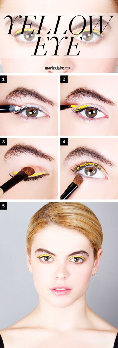 如何穿黄色眼线笔