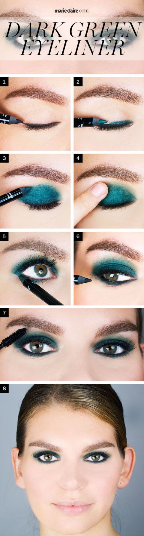 тъмен green eyeliner how to