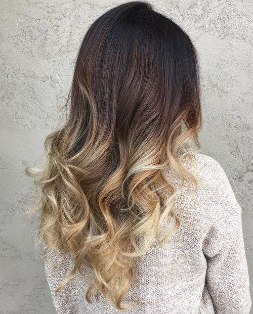 черно To Blonde Curly Ombre Hair