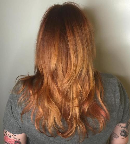Temný Copper Hair With Strawberry Highlights
