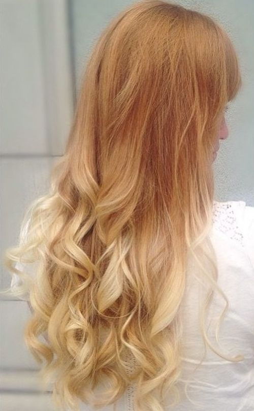 Erdbeerblond in weiße blonde Ombre für langes Haar