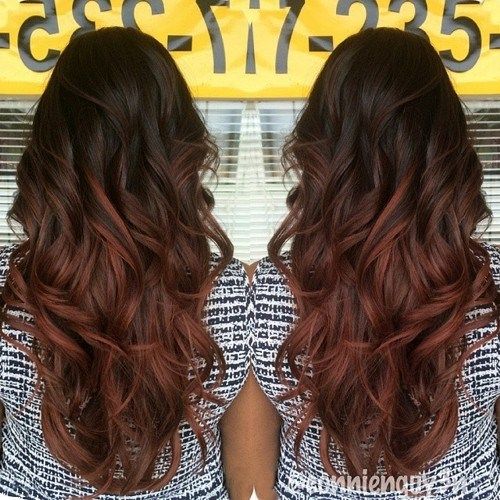 temný brown to reddish brown ombre