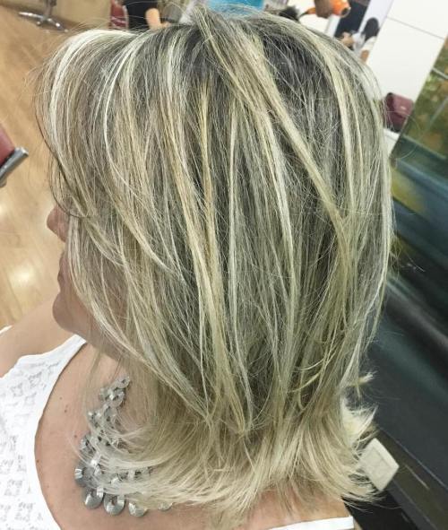 Mid-Length überlagertes blondes Balayage Haar
