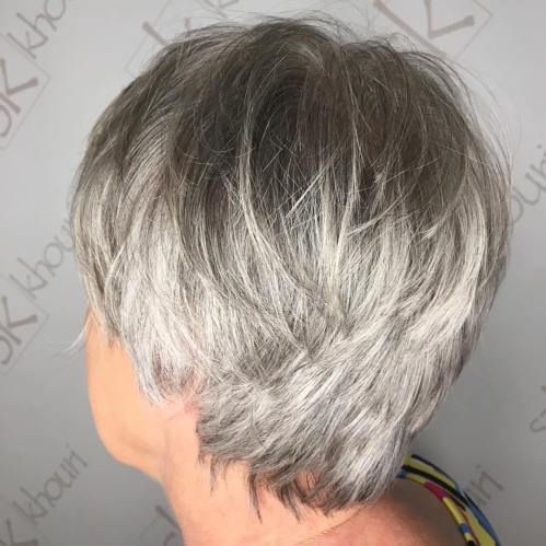 Roztrhané Layered Gray Pixie For Older Women