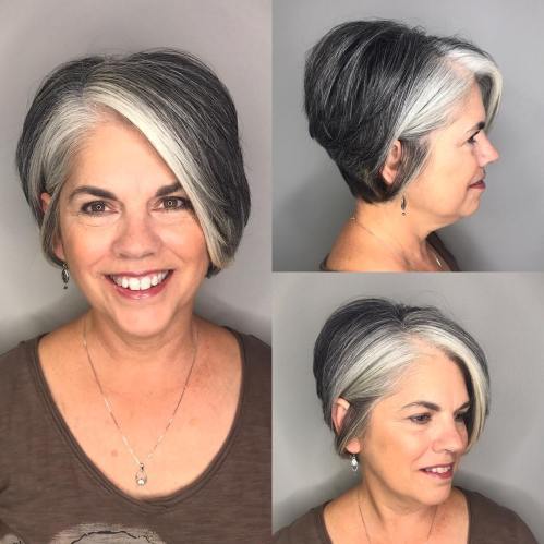 Dlouho Pixie With Gray Highlights