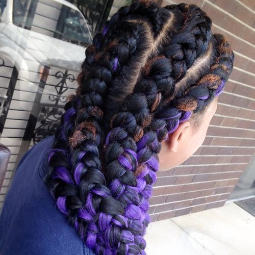 bohyně braids with purple highlights