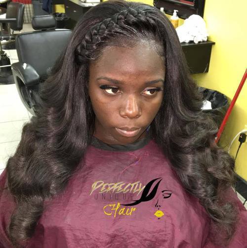 dlouho black hairstyle with a headband braid