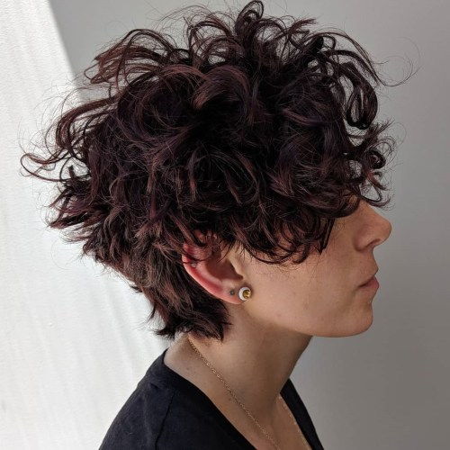 Curly Tapered Brunette Pixie