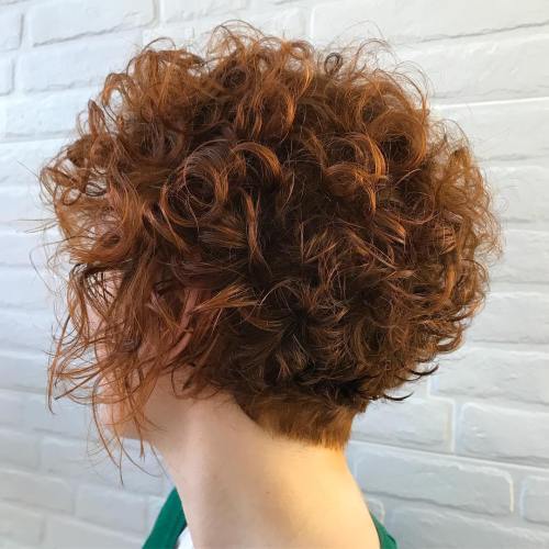 Curly Tapered Brown Cut mit Kupfer Highlights