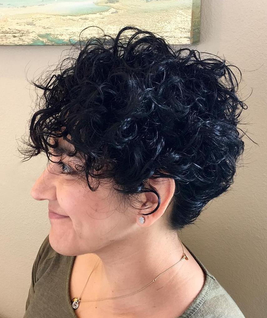Black Tousled Curly Pixie