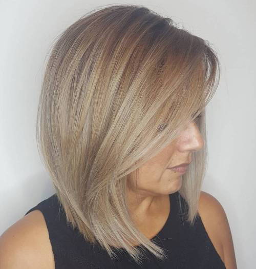 Popel Blonde Lob With Long Swoopy Bangs