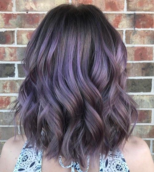 кафяв hair with pastel purple balayage