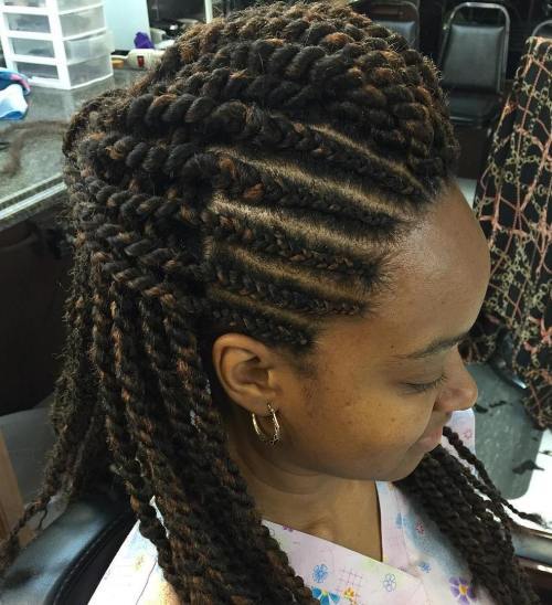 наполовина Updo With Cornrows And Twists