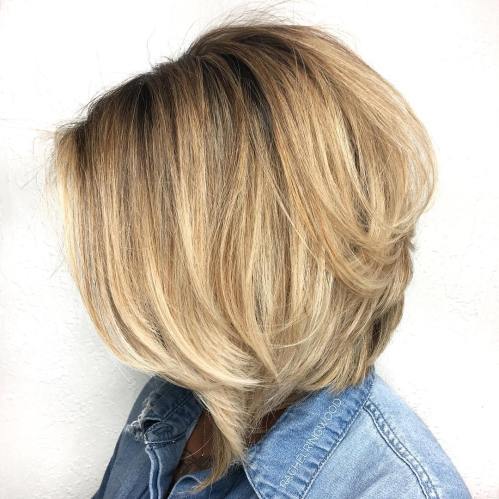Layered A-Line Bronde Bob For Thick Hair