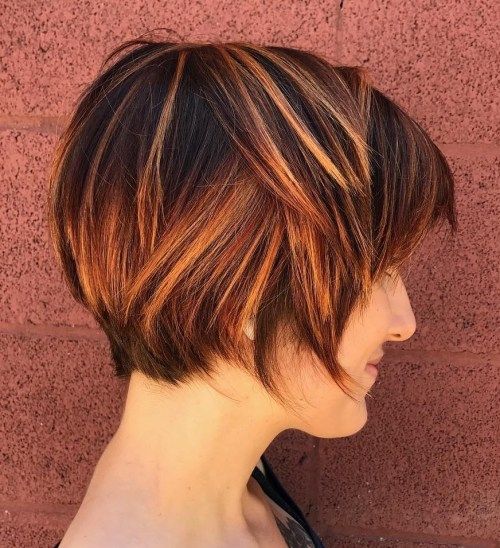 развълнуван Brown Pixie With Copper Highlights