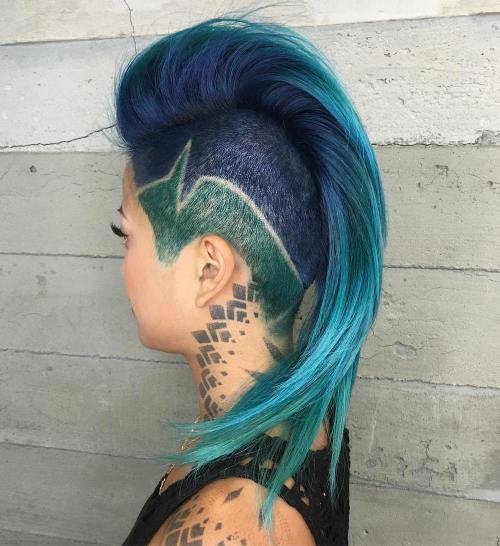 teal and blue mohawk