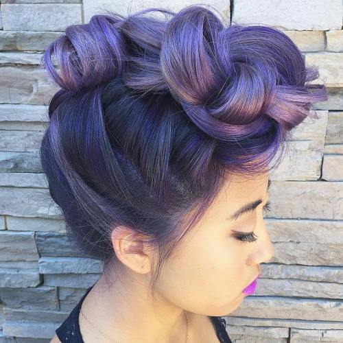 пастел Purple Knotted Mohawk Updo