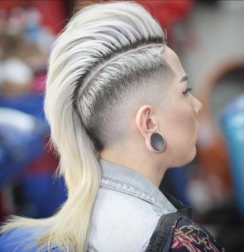 Дами's Long Mohawk With Taper Fade