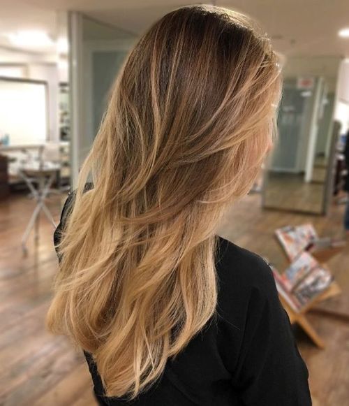 дълго Layered Hair With Brown Blonde Ombre