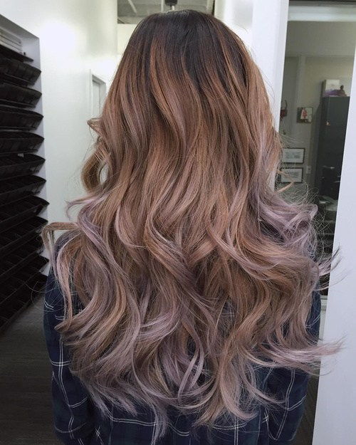 пластове hairstyle with caramel to ash brown ombre
