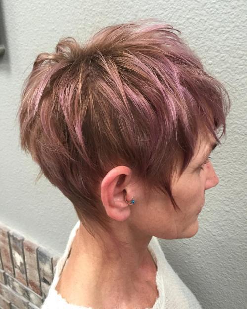 пастел Purple Highlights For Brown Pixie