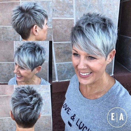 упорит Gray Balayage Pixie For Women Over 50