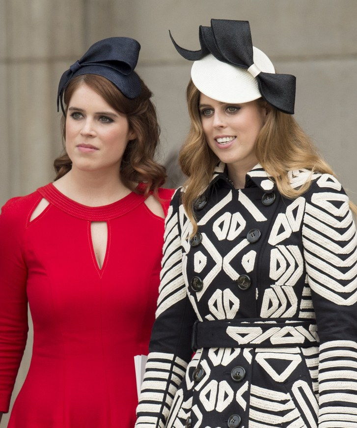 Eugenie and Beatrice wearing fascinators