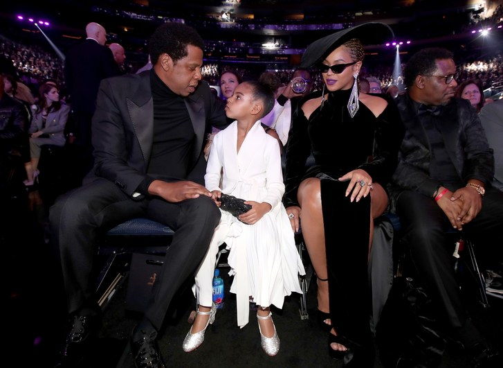 Джей Зи, Blue Ivy and Beyonce attend the 60th Annual GRAMMY Awards at Madison Square Garden in New York City. 