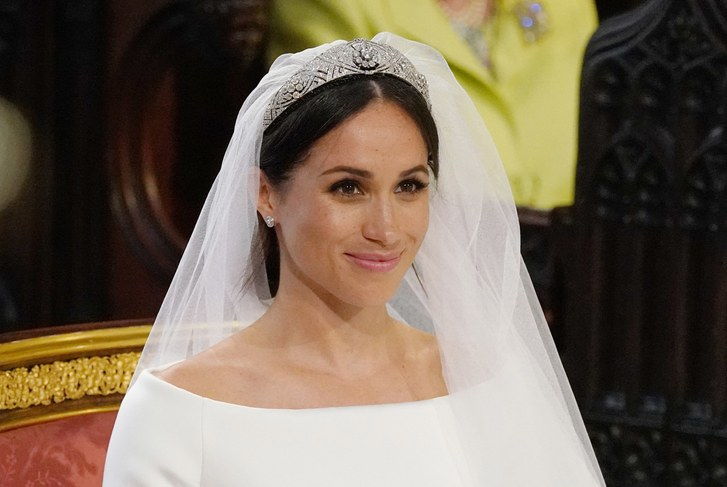 Meghan Markle stands at the altar during her wedding in St George's Chapel at Windsor Castle on May 19, 2023 in Windsor, England. 