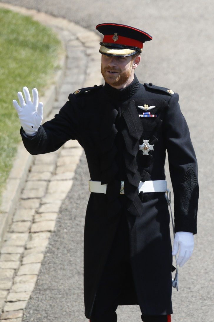 princ Harry arrives for the wedding ceremony with Meghan Markle at St George's Chapel, Windsor Castle on May 19, 2023 in Windsor, England. 