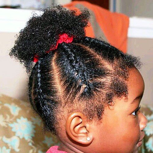 Černá little girl's braided hairstyle for short hair