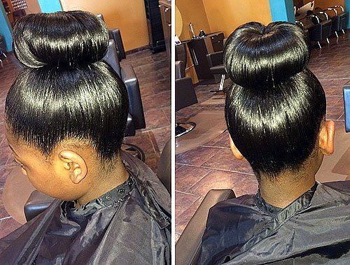 Černá girl's formal sleek bun hairstyle