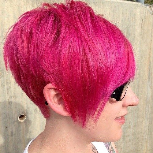 Pink Layered Pixie Cut