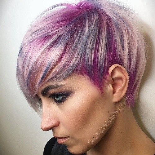 Къс Pastel Purple Hairstyle With Highlights