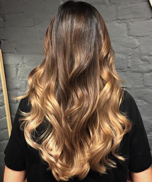 кафяв to blonde long ombre hair