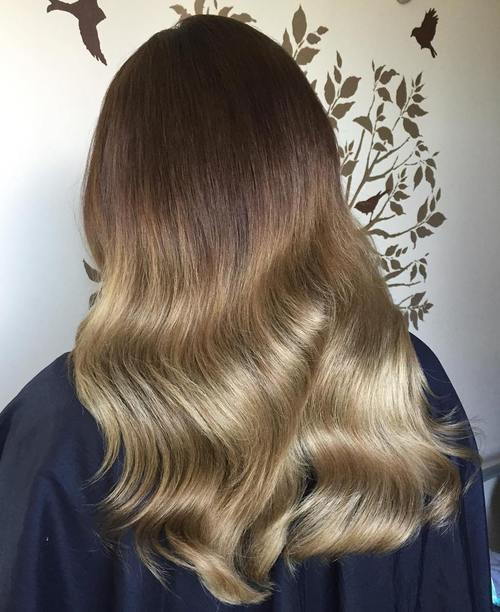 temný brown to dark blonde ombre