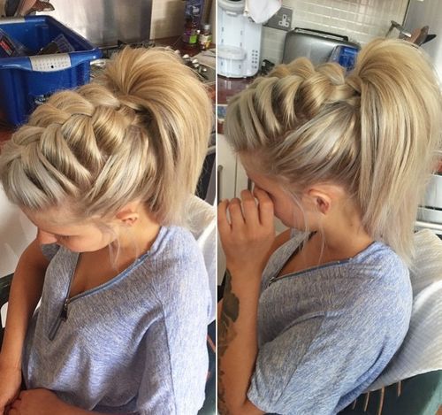 обемист front braid and high ponytail