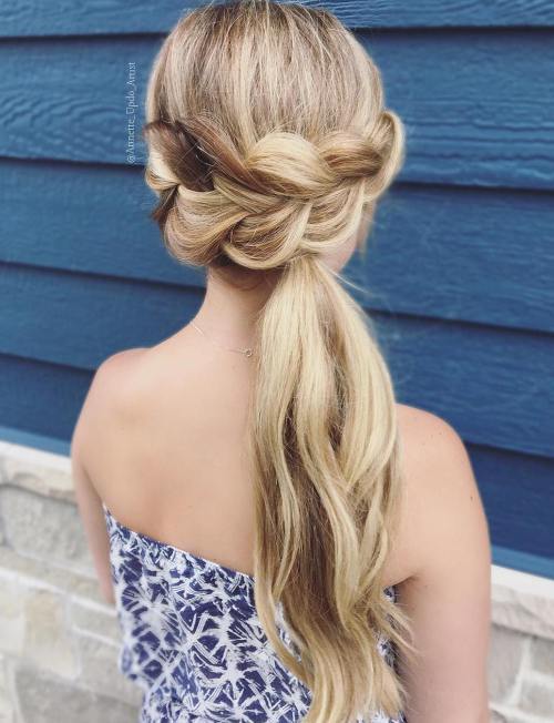 голям Braid With A Side Low Ponytail