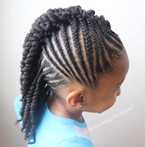 Dívky Mohawk With Cornrows And Twists