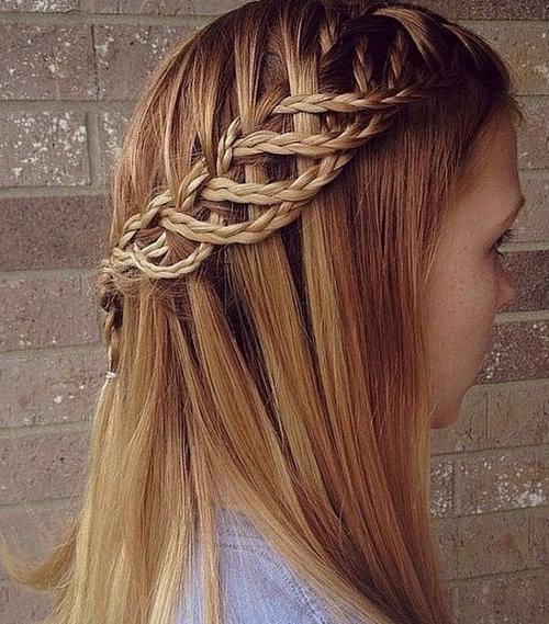 polovina up braided hairstyle for girls