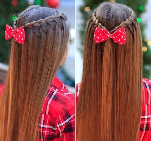 roztomilý half up braided hairstyle for girls