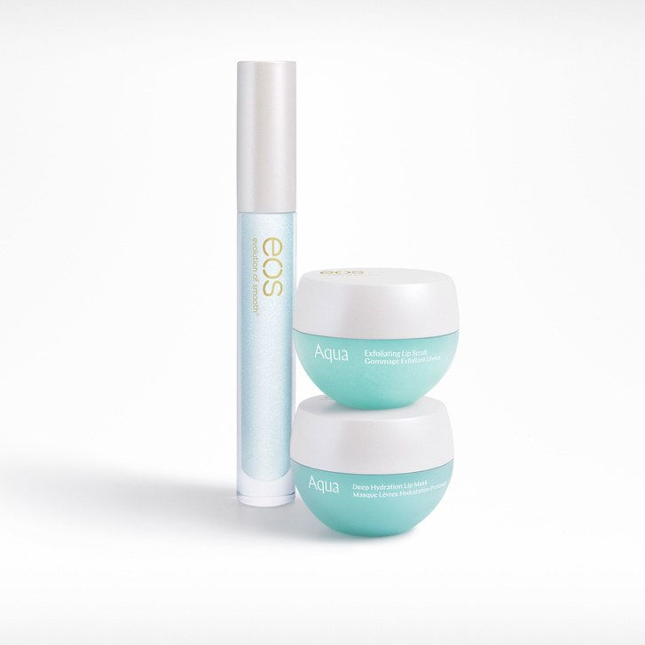 EOS Aqua Collection唇膜，磨砂膏和亮泽剂