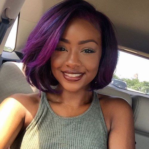 Bočně rozptýlený Purple Bob For Black Women