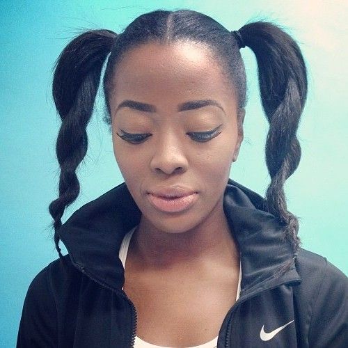две twisted sporty ponytails