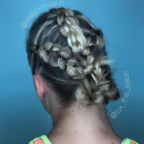 страна braids and a bun quick easy updo for gym