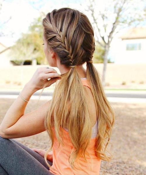 две Braids With Ponytails For Long Hair