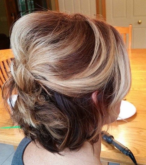 наполовина updo with a bouffant for shorter hair