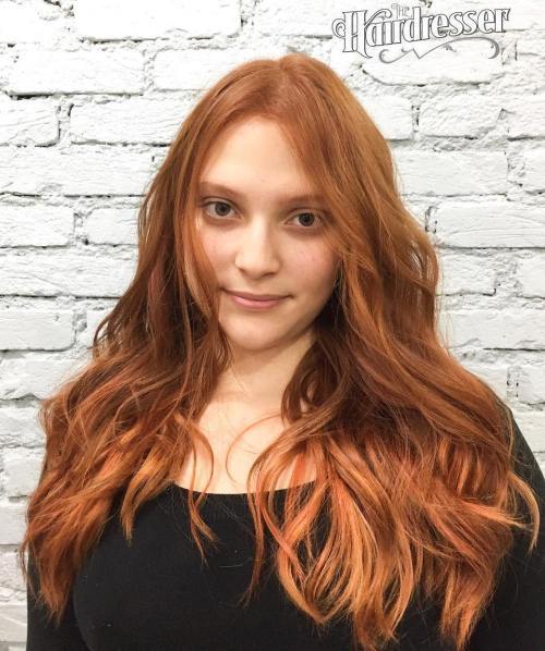 дълго Red Hair With Centre Part